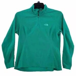 North Face 1/4 Zip Pullover Fleece Wmns M Green Polartec Outdoor Hiking Gorpcore
